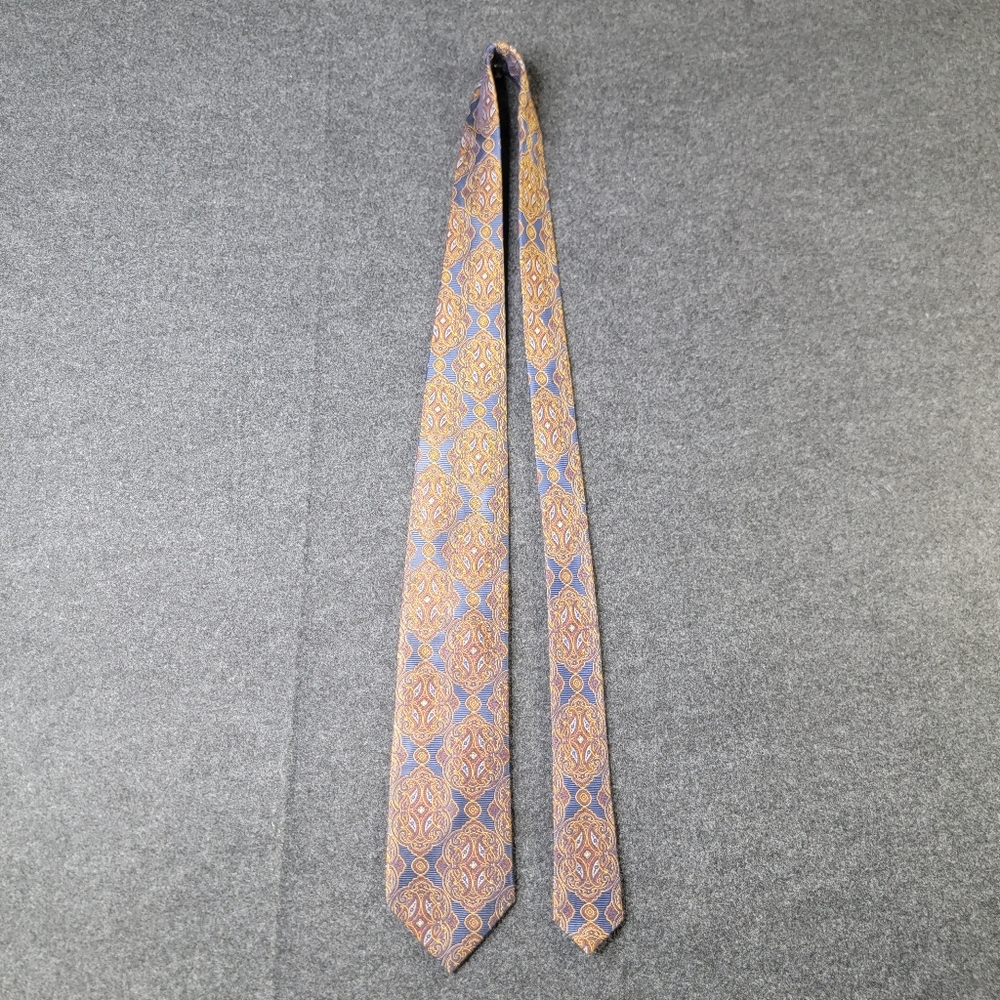 Jos A Bank Signature Gold Men's Geometric Necktie Tie Blue Red Gold Classic Silk